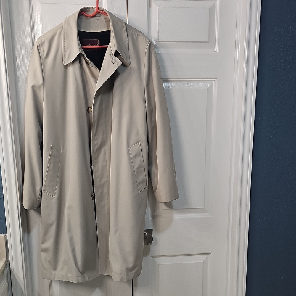 Vintage Traditionalist 44REG Classic Style Removeable Faux Fur Trench Coat